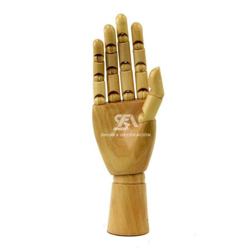Foto de producto mano derecha femenina articulada de madera natural de 18cm