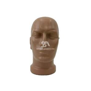 Foto de producto de frente cabeza masculina realista de plástico con rostro y cuello en color carne
