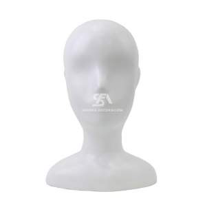 Foto de producto cabeza de plástico con rostro, cuello y base en color blanco