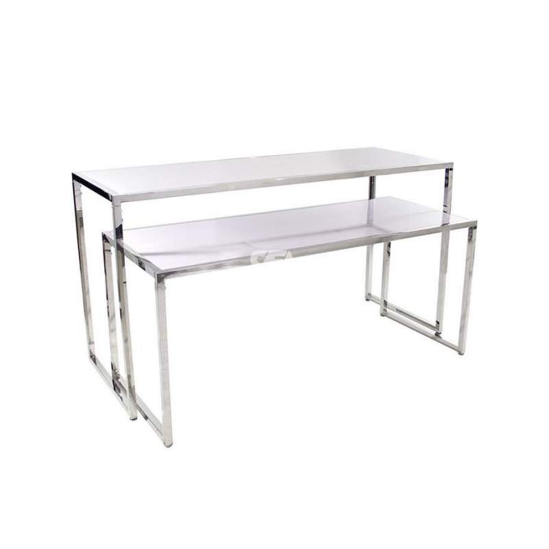 Foto de producto Juego 2 mesas color blanco acero inoxidable 150cm