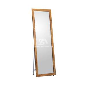 Foto de espejo de pie rectangular con marco de madera clara 160x50cm