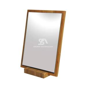 Espejo de sobremesa con base de madera 28x20 cm.