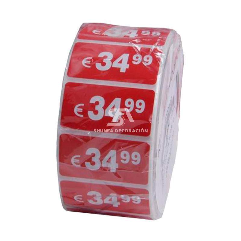 Foto de rollo de x1000 etiquetas adhesivas de precio 34,99€