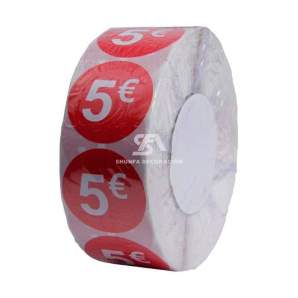 Foto de rollo de x1000 etiquetas adhesivas de precio 5€