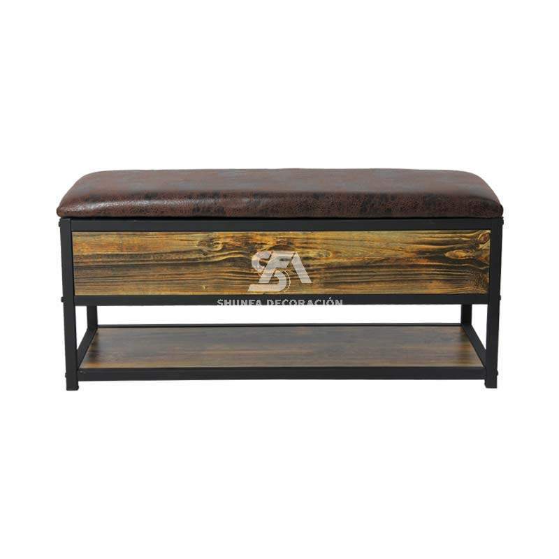 Foto de puff retro con asiento acolchado y arcón de almacenamiento 40x100x40