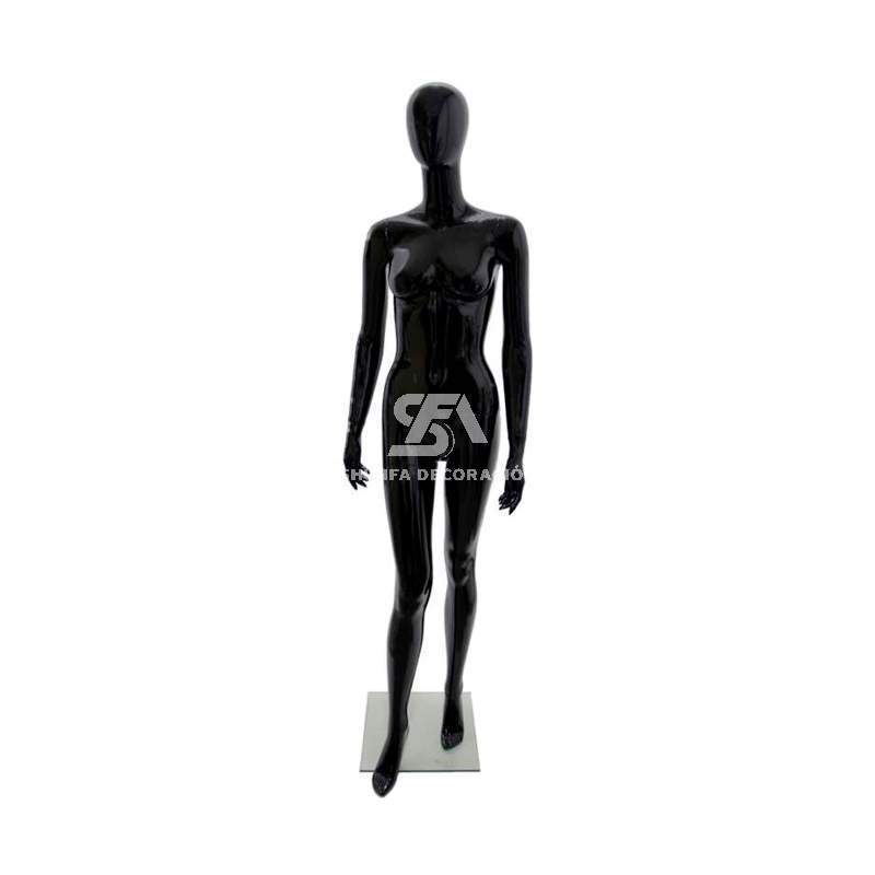 Foto de maniquí de mujer de fibra sin rostro negro brillo