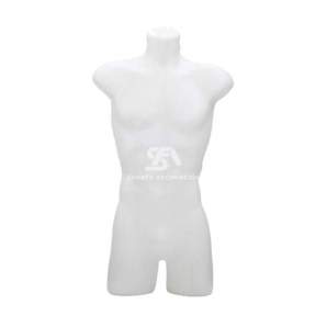 Foto de producto busto masculino 3/4 sin cabeza y brazos de plástico blanco