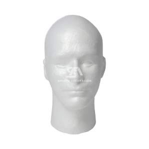 Foto de producto cabeza masculina de poliespán con rostro y cuello en color blanco
