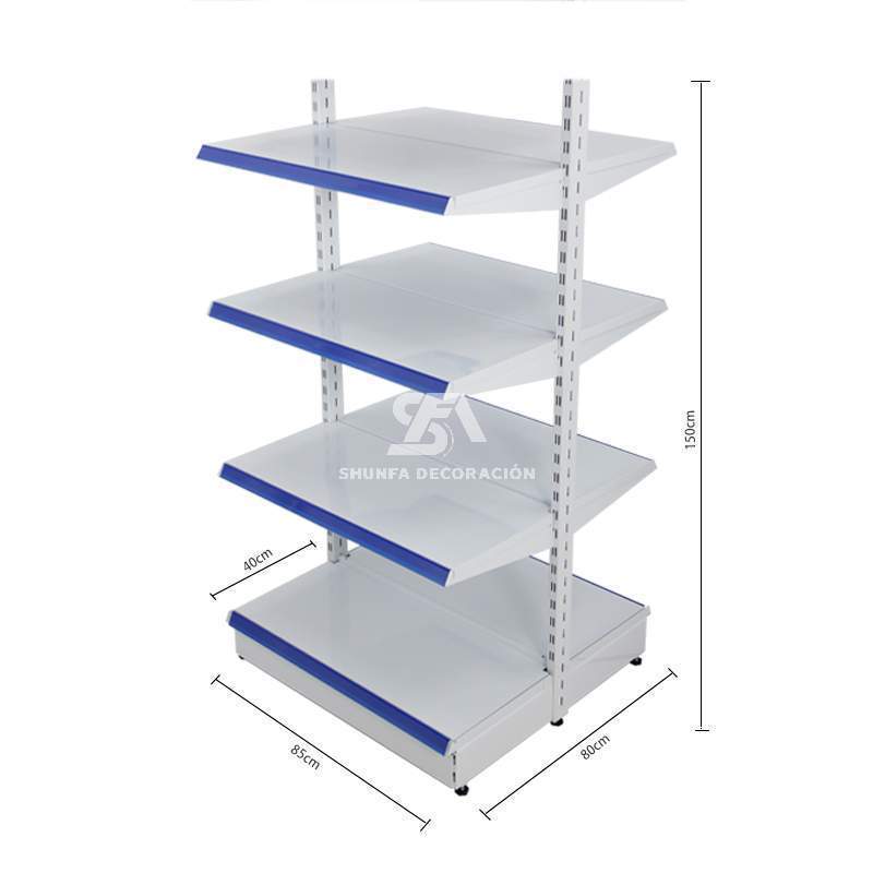 Estantería de baldas y de dos lados para comercio 150x85x80