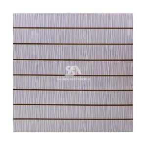 Foto de x2 paneles de lamas lacado brillo color blanco y morado con textura 120x120cm 7.5 guías