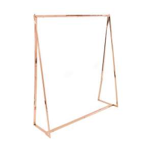 Foto de perchero triangular de acero inoxidable acabado oro rosa 120x40x136cm