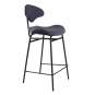 Foto de taburete de bar moderno negro con cojín y respaldo de terciopelo en color gris 88x18x16cm