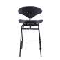 Foto de taburete de bar moderno negro con cojín y respaldo de terciopelo en color gris 88x18x16cm