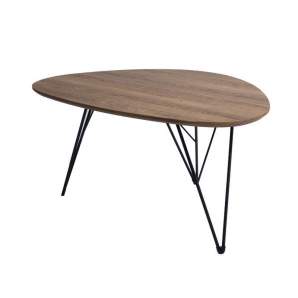 mesas de madera ovalo irregular con patas negras