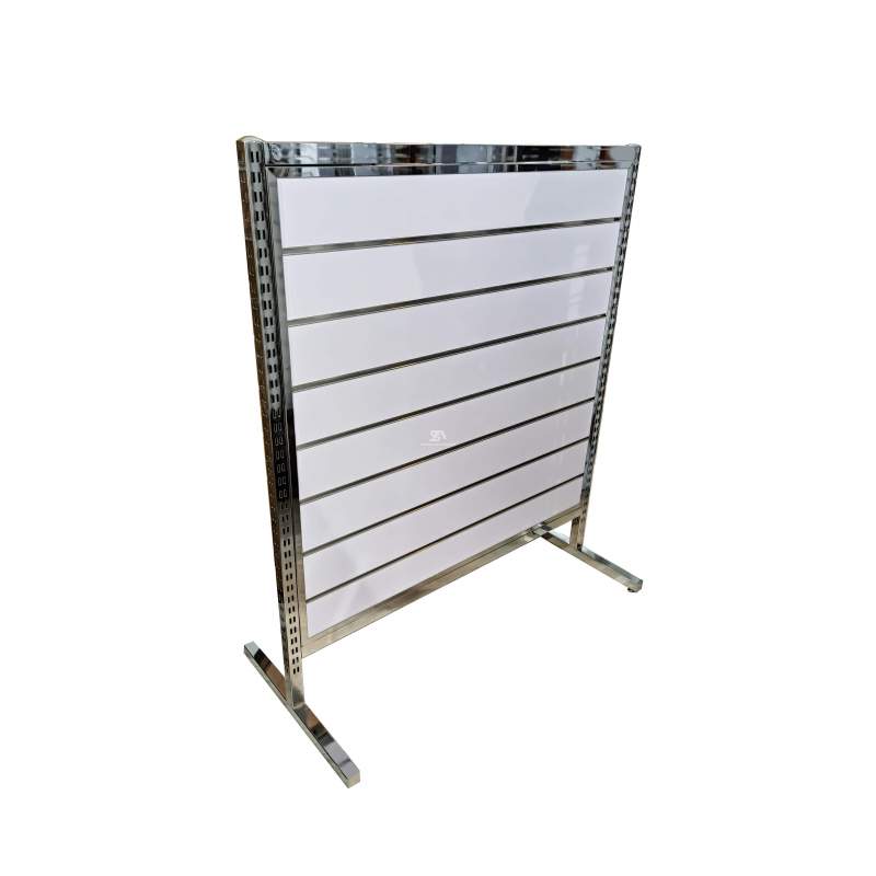 Foto de góndola de panel de lamas blanco de 2 lados 130x60x150cm