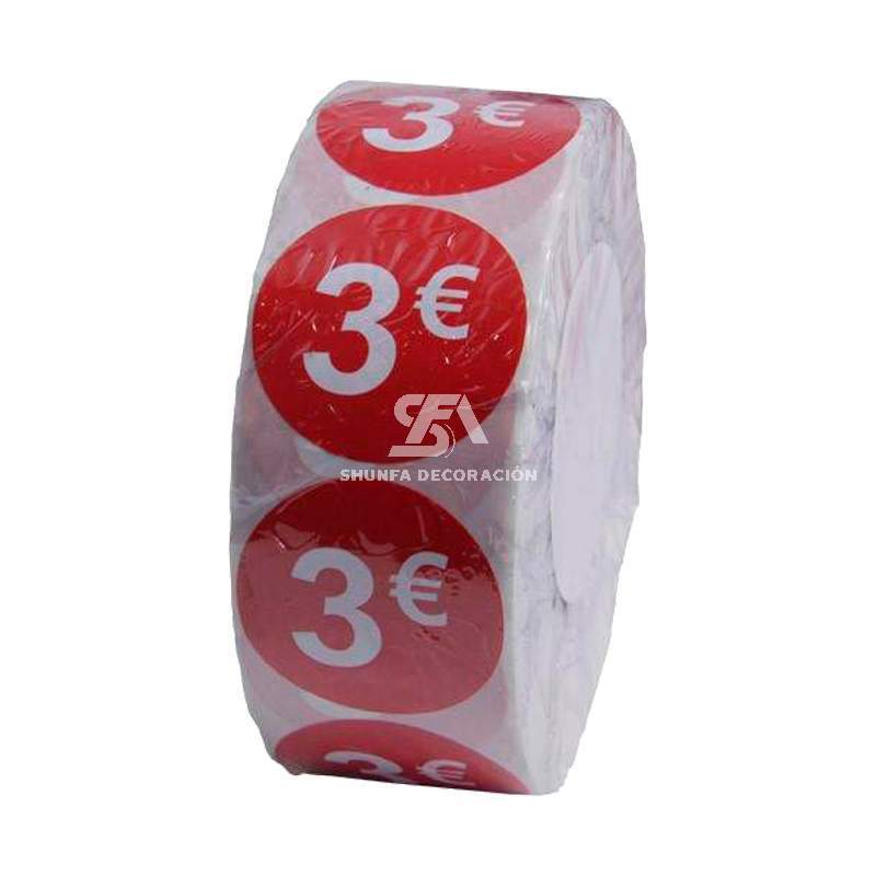 Foto de rollo de x500 etiquetas adhesivas de precio 3€