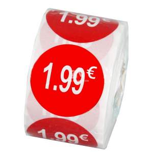 Rollo de x500 etiquetas adhesivas de precio 1.99€