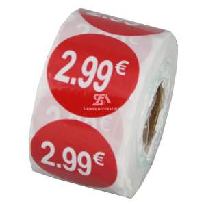 Rollo de x500 etiquetas adhesivas de precio 2.99€