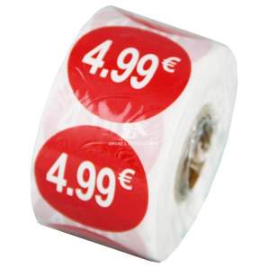 Rollo de x500 etiquetas adhesivas de precio 4,99€