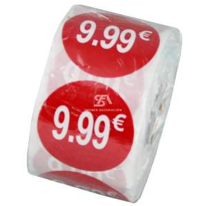 Rollo de x500 etiquetas adhesivas de precio 9,99€