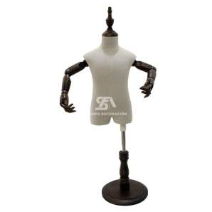 Foto de producto busto infantil con brazos articulados y base de madera