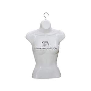 Foto de producto busto femenino de plástico con gancho de percha color blanco