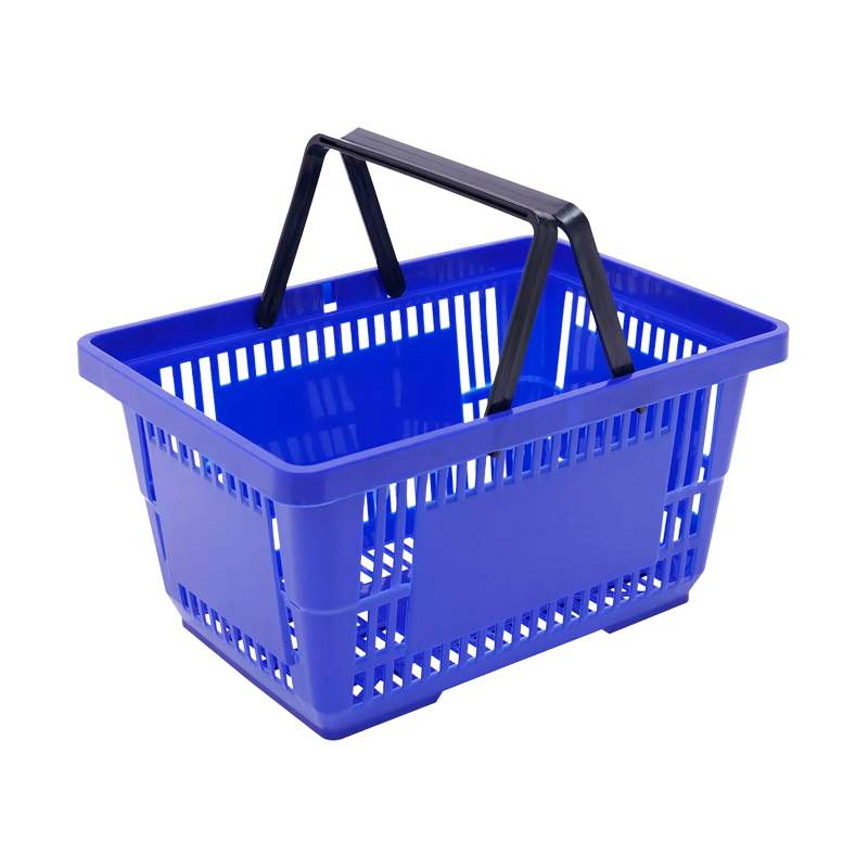 Cesta plástica de mano 27.5L con asa azul