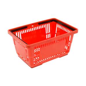 Cesta plástica de mano 27.5L con asa roja