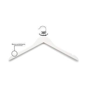 Detalles percha de madera con muescas antideslizantes color blanco