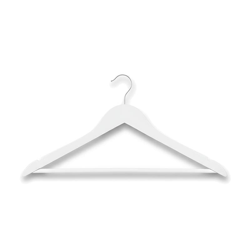 Percha de madera con barra para pantalón color blanco