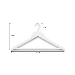 Medidas percha de madera con barra para pantalón color blanco