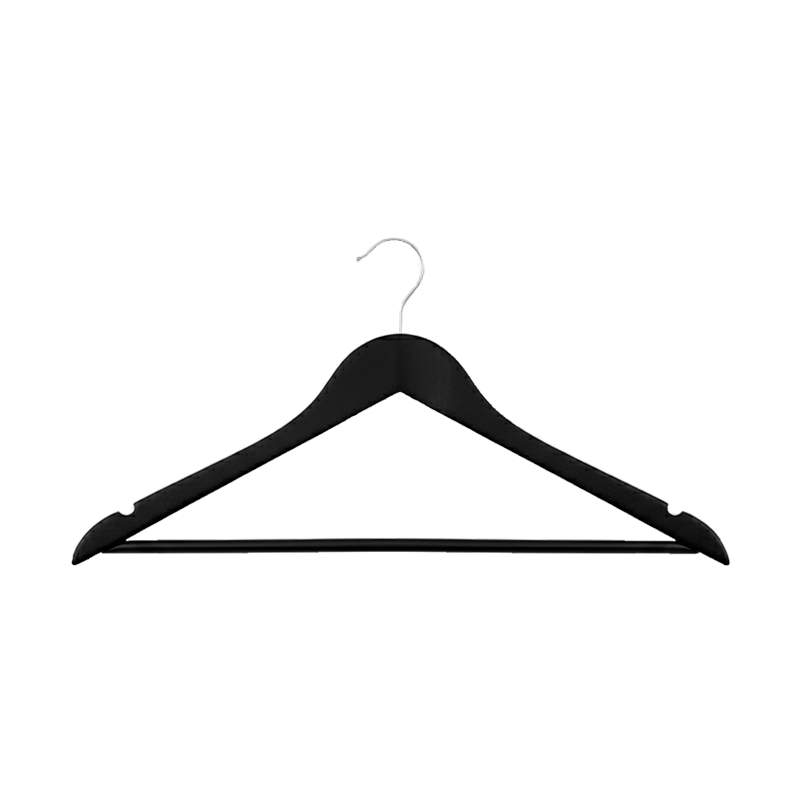 Percha de madera con barra para pantalón color negro