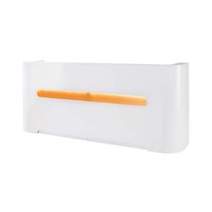 Mostrador madera blanco brillo con luz led central vista delantera