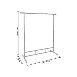 Medida perchero metálico tubo rectangular altura y ancho regulable plateado