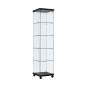 Vitrina expositora de vidrio con ruedas y cerradura negro