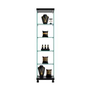 Uso vitrina expositora de vidrio con ruedas y cerradura 40 cm negro