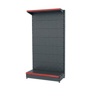 Estantería comercial panel perforado 2 estantes gris portaprecio rojo