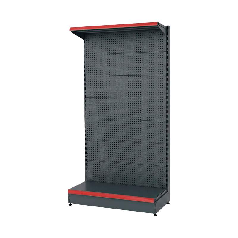 Estantería comercial panel perforado 2 estantes gris portaprecio rojo