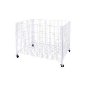 Cesta metálica blanca desmontable con ruedas 70*50