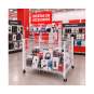 Idea de uso en tienda de cesta metálica blanca desmontable con ruedas