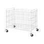 Cesta metálica plegable blanca con ruedas