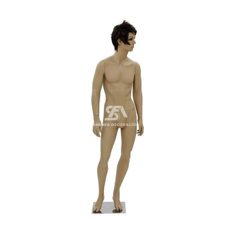 maniquí masculino realista en color carne y mirando a un lado