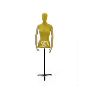 Foto de producto Busto Mujer De Tela Color Amarillo Con Brazos De Efecto Madera