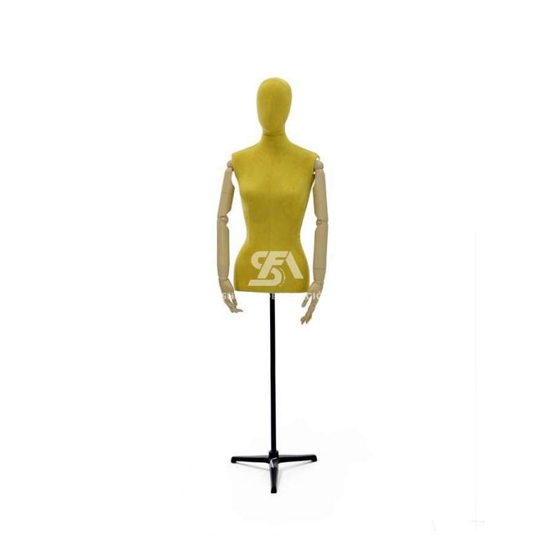 Foto de producto Busto Mujer De Tela Color Amarillo Con Brazos De Efecto Madera