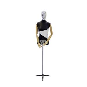 Foto de producto Busto Mujer De Piel Color Blanco Y Negro Con Brazos De Madera De Plastico