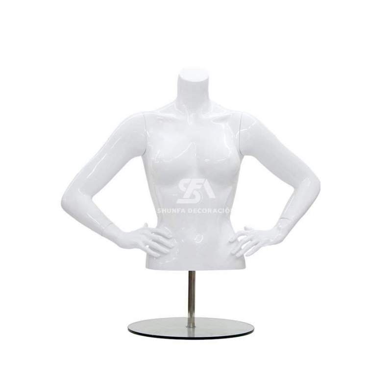 Foto de producto Busto Mujer Color Negro Brillo Con Brazos+Base De Cristal De Fibra