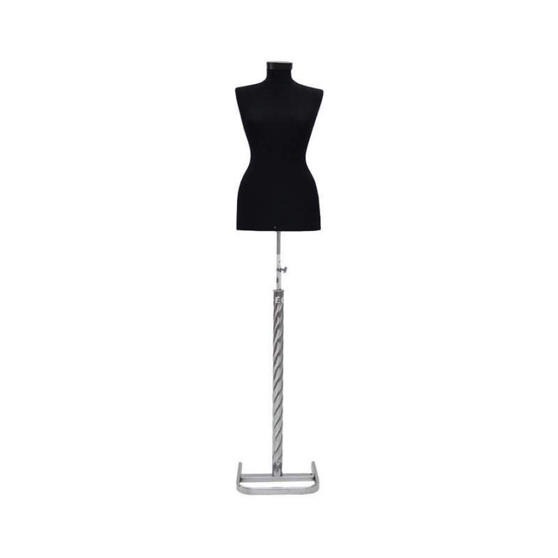Foto de producto busto femenino de poliespan con funda negra y base metálica
